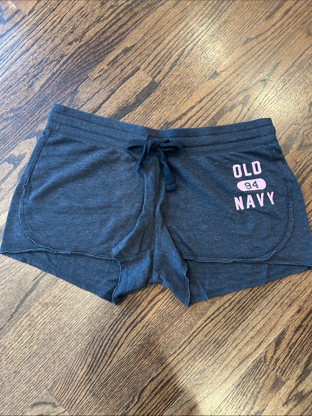 Old Navy Dark Gray Athletic Lounge Shorts with Pink Logo